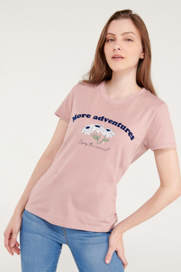 Camiseta cuello redondo, manga corta con estampado
