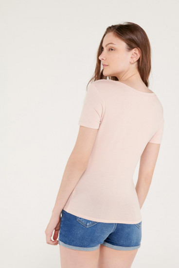 Camiseta básica, manga corta con cuello en V