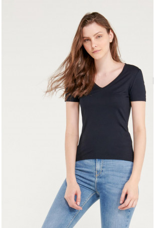 Camiseta básica, manga corta con cuello en V