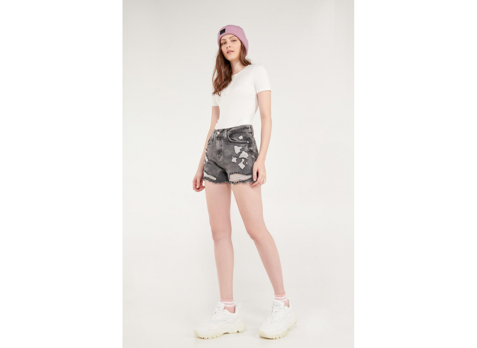 Short denim tiro alto