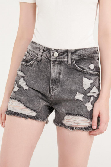 Short denim tiro alto