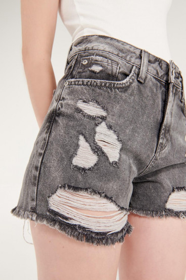 Short denim tiro alto