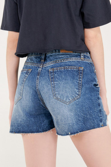 Short denim tiro alto