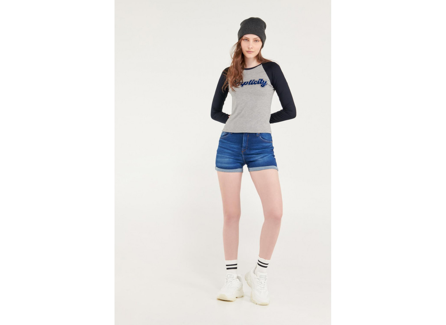 Short denim tiro medio