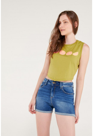 Short denim tiro medio