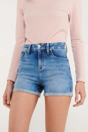 Short denim tiro medio