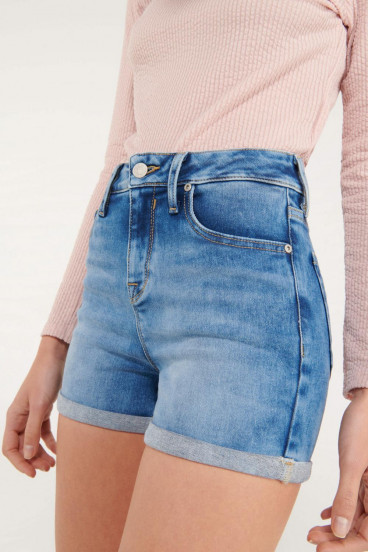 Short denim tiro medio