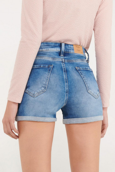 Short denim tiro medio