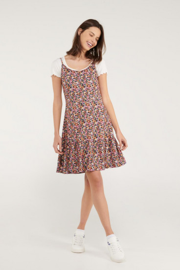 Vestido floral corto de tiras.