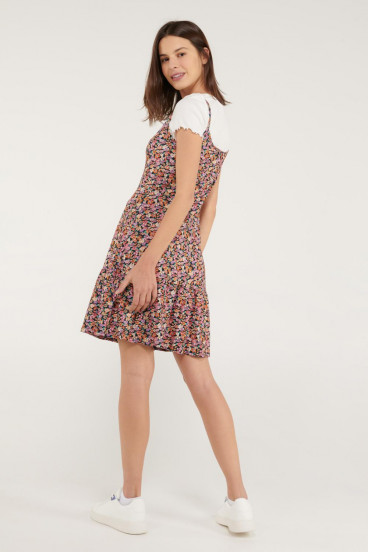 Vestido floral corto de tiras.
