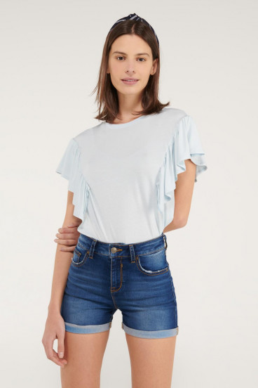 Short denim tiro medio