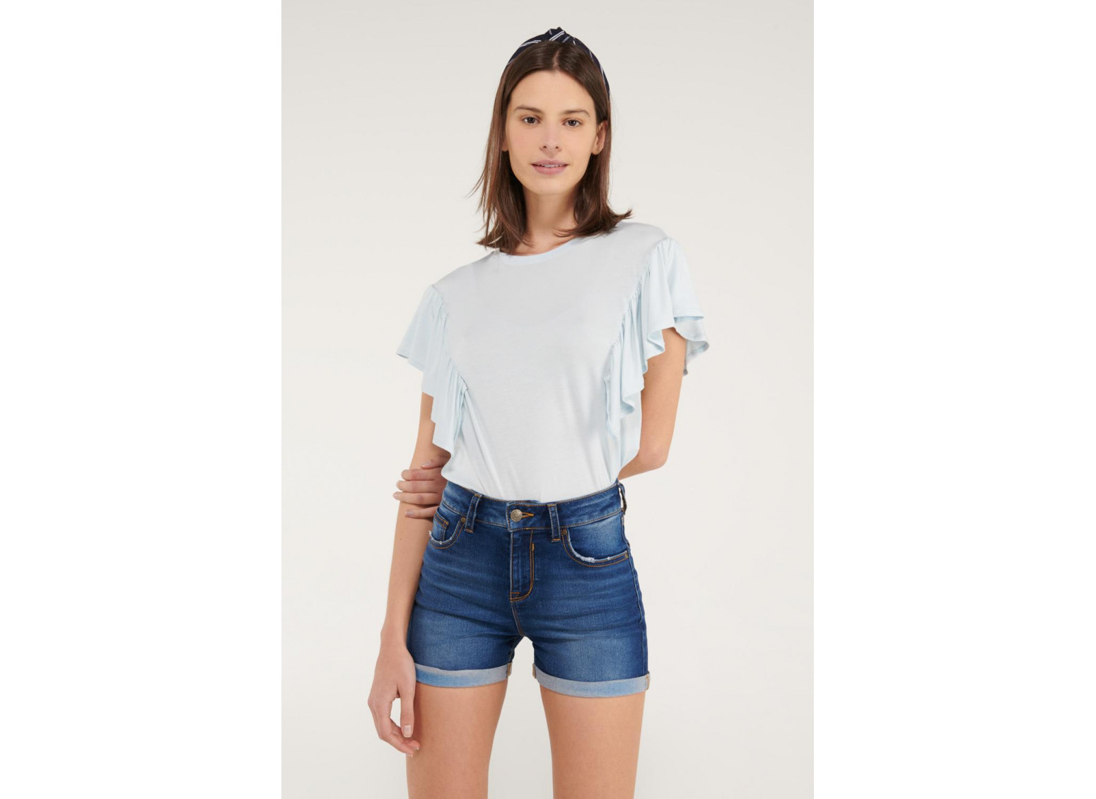 Short denim tiro medio