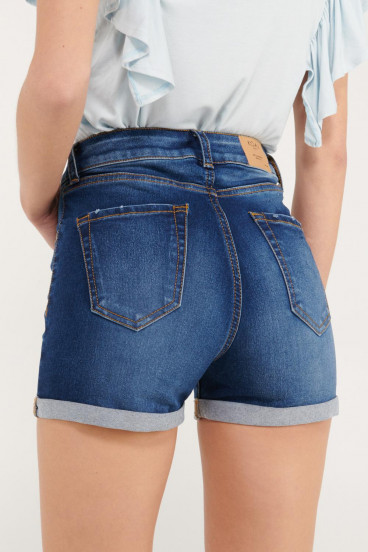 Short denim tiro medio