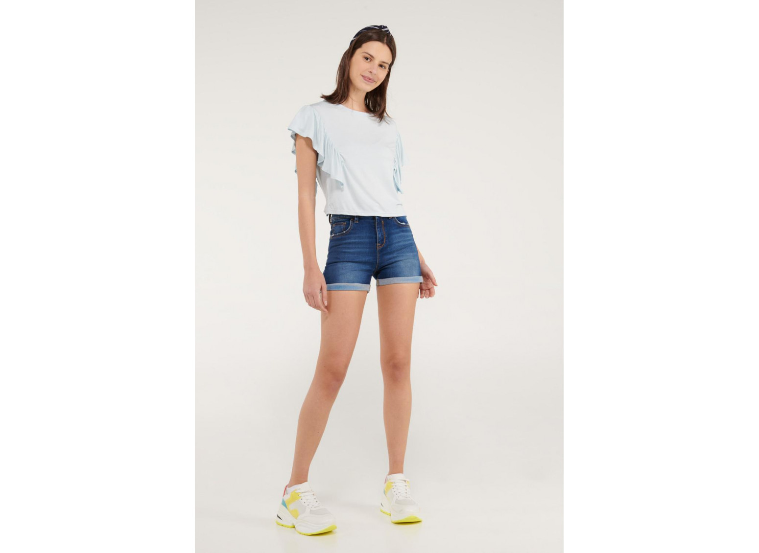 Short denim tiro medio