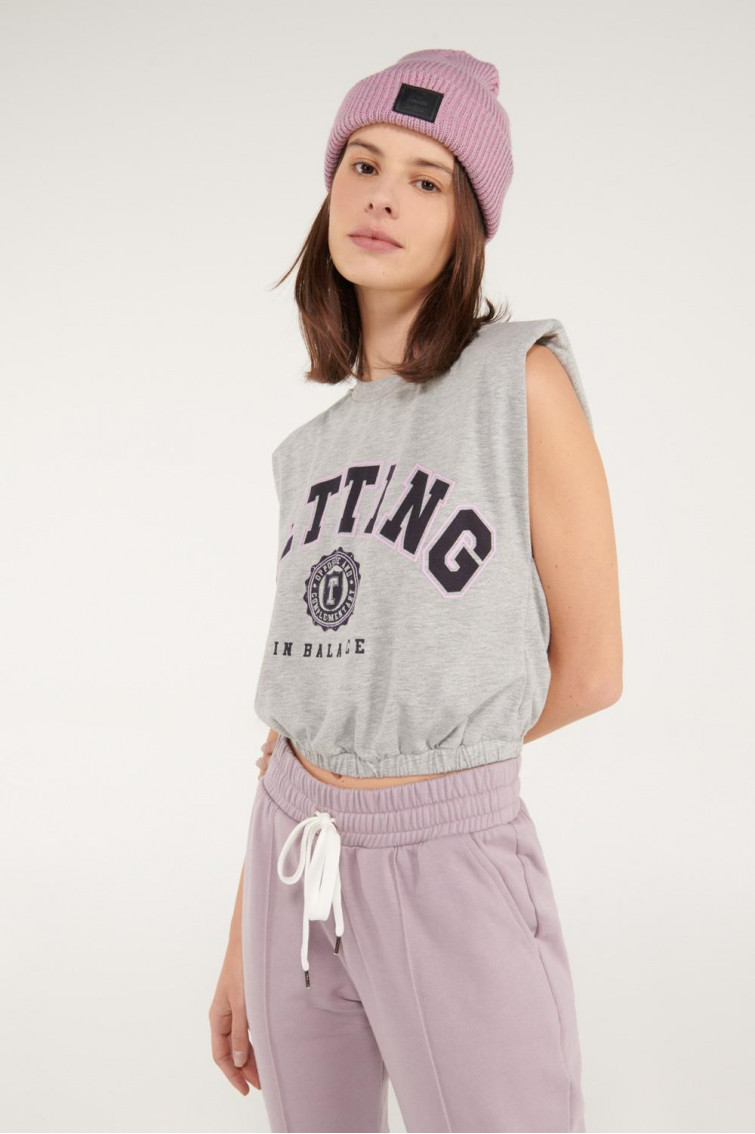 Camiseta sin mangas, para mujer con hombreras.