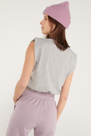 Camiseta sin mangas, para mujer con hombreras.
