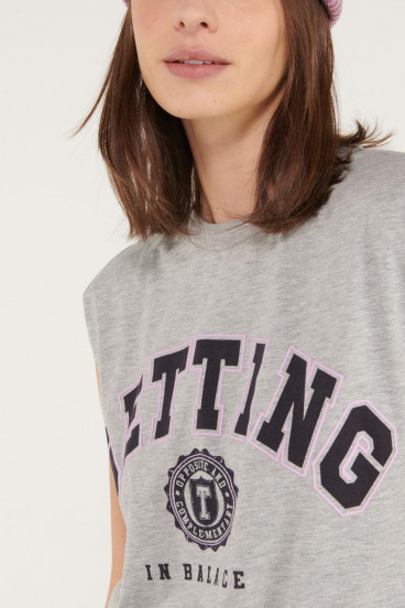 Camiseta sin mangas, para mujer con hombreras.