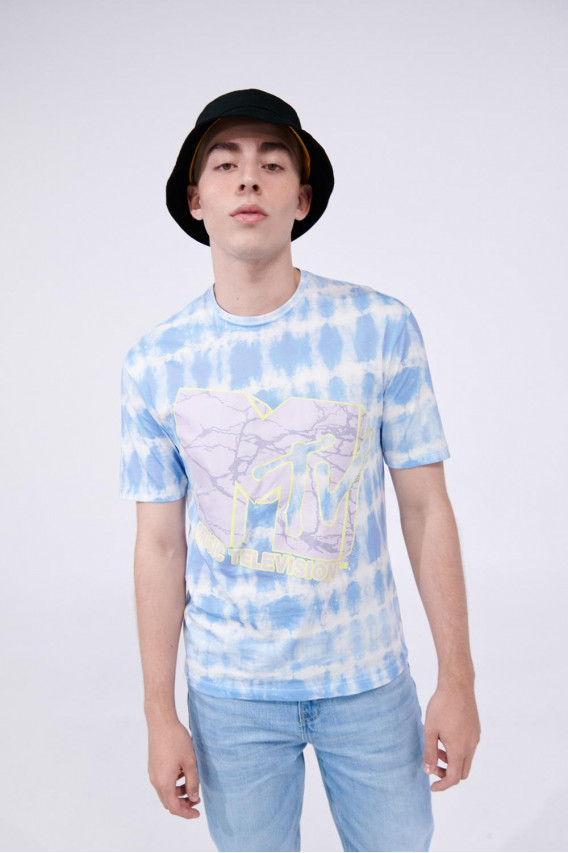 Camiseta Tie dye, manga corta estampada de MTV.