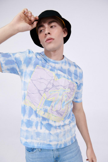 Camiseta Tie dye, manga corta estampada de MTV.