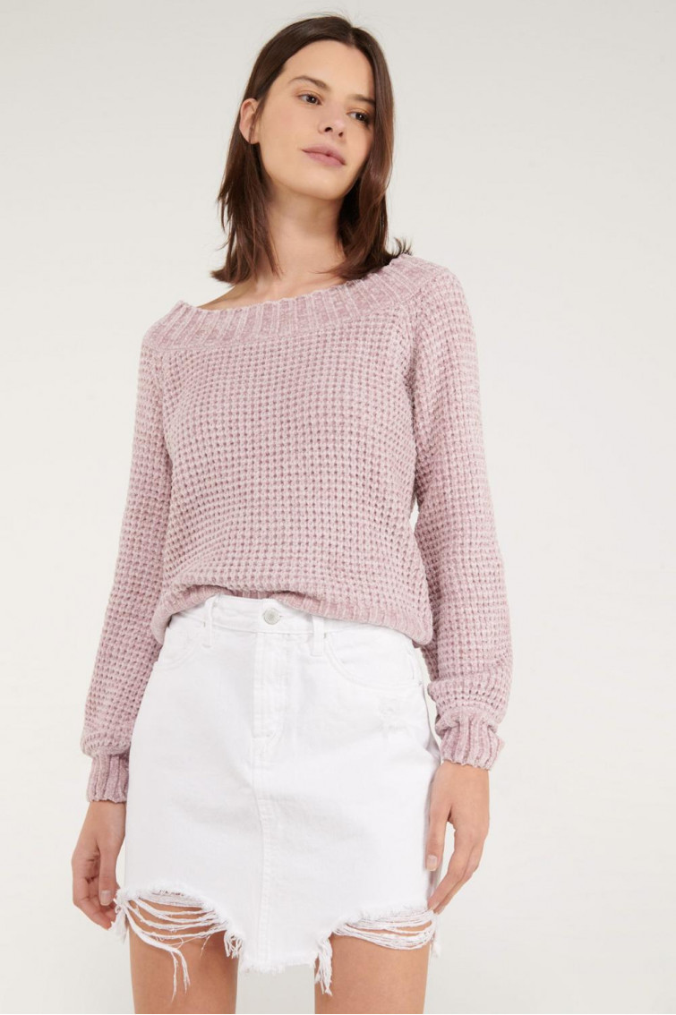 Falda tiro alto con perlas