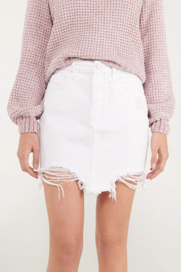 Falda tiro alto con perlas