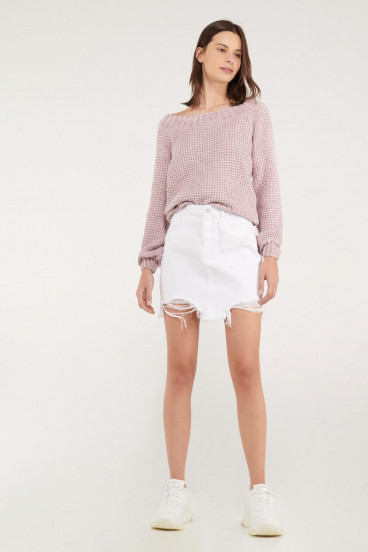 Falda tiro alto con perlas