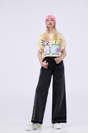 Camiseta Tie dye  manga incluida, estampado de MTV.