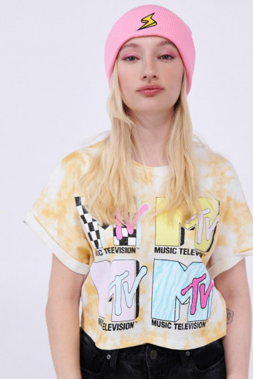 Camiseta Tie dye  manga incluida, estampado de MTV.