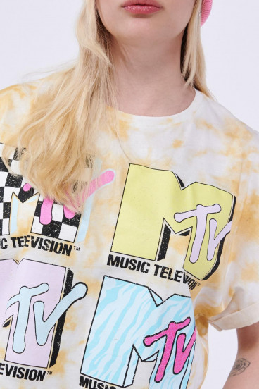 Camiseta Tie dye  manga incluida, estampado de MTV.