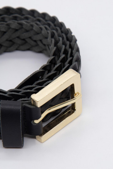 Cinturon unicolor hebilla metalica negro