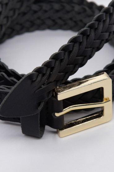 Cinturon unicolor hebilla metalica negro