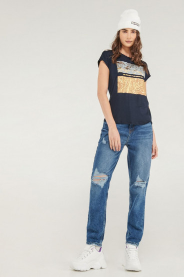 Camiseta sin mangas, estampada con perlas