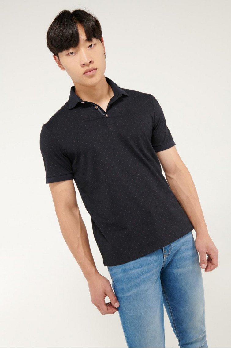 Camiseta Polo unicolor con cuello y puños tejidos