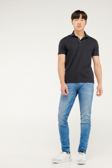 Camiseta Polo unicolor con cuello y puños tejidos