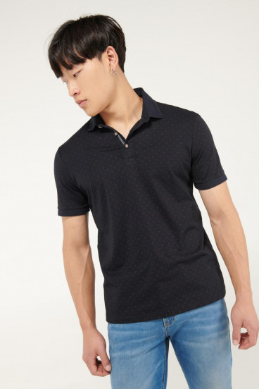Camiseta Polo unicolor con cuello y puños tejidos