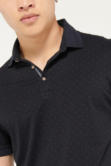 Camiseta Polo unicolor con cuello y puños tejidos