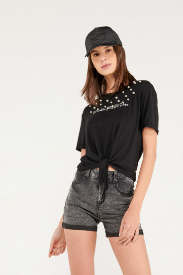 Camiseta manga corta con anudado en frente