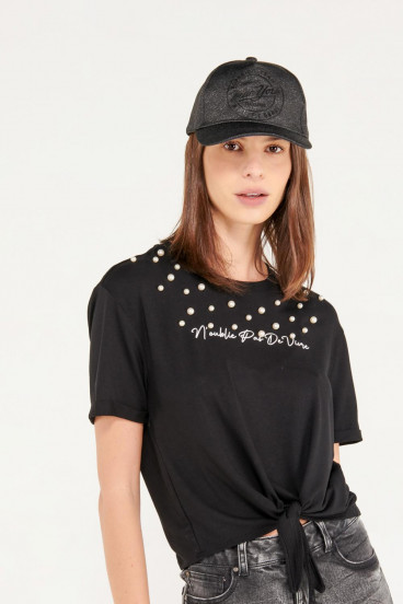 Camiseta manga corta con anudado en frente