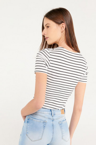 Body manga corta a rayas.