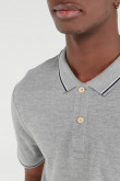 Camisa Polo unicolor con puños y cuello tejidos