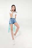Short denim tiro alto