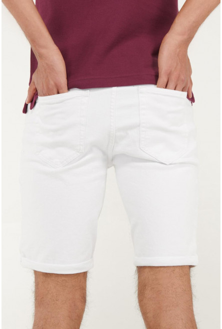 Bermuda de jean tiro bajo blanca