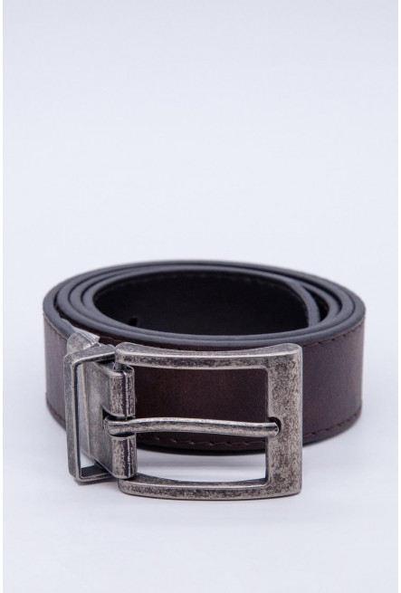 Cinturon unicolor cafe - reversible hebilla metalica