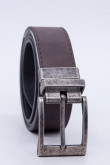 Cinturon unicolor cafe - reversible hebilla metalica