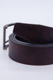 Cinturon unicolor cafe - reversible hebilla metalica