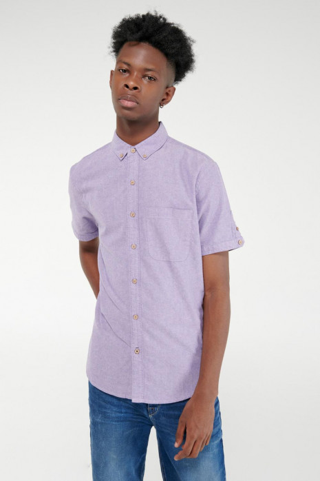 Camisa manga corta azul intensa, cuello button down