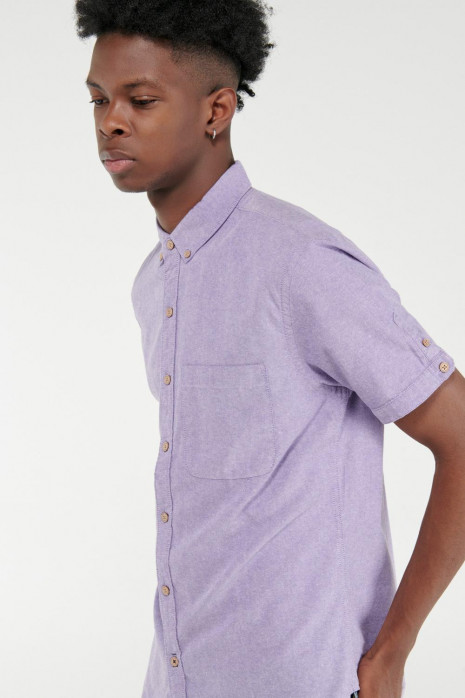 Camisa manga corta azul intensa, cuello button down