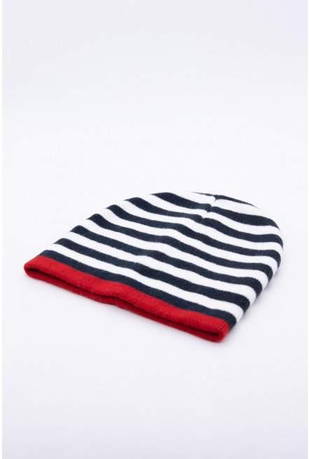 Gorro hombre lineas,  en punto fino.