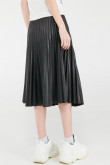 Falda plisada larga, cuero sintético