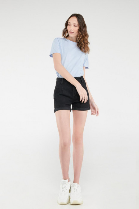 Short tiro alto denim